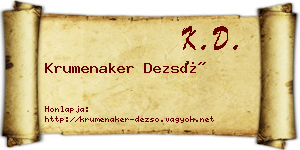 Krumenaker Dezső névjegykártya